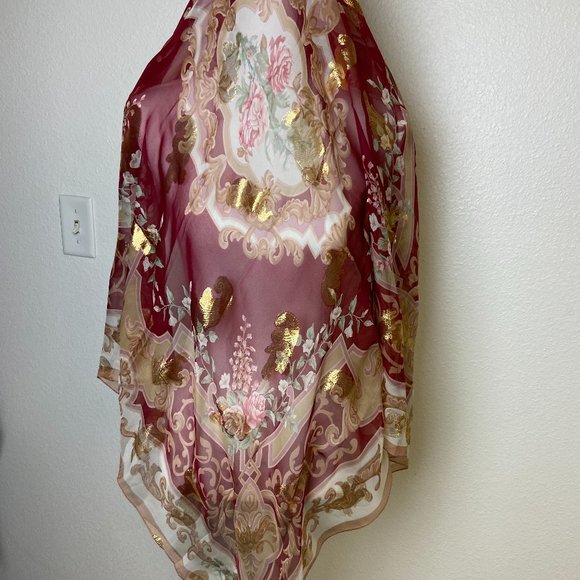 Basile Accessories - BASILE Vintage Large Square Scarf  100% Silk Gold Size 43" x 43"